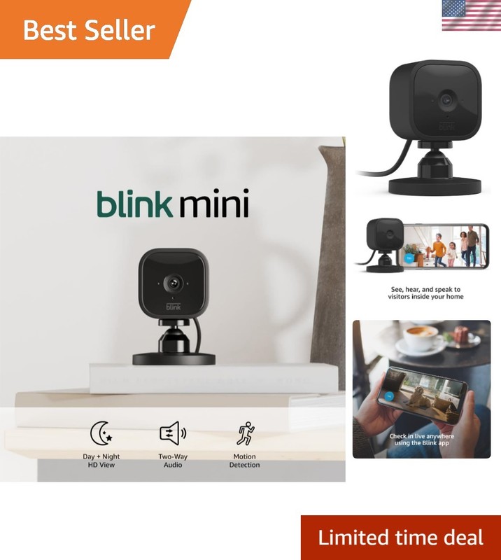 Compact Indoor Security Camera with Night Vision & Motion Detection – 1 Camera