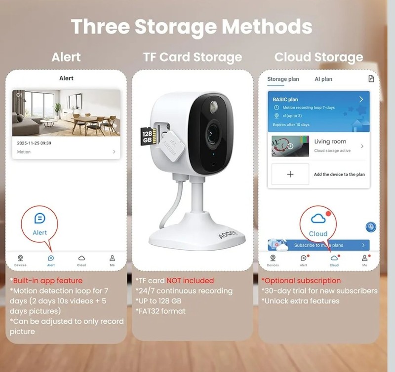 Aoqee C1 White 2K Indoor And Outdoor Wi-Fi Security Camera Pack Of 4 New gallery