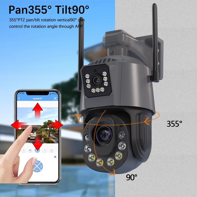 Outdoor Surveillance WiFi Camera 3K 6MP Dual Lens PTZ Human Detectio CCTV Camera gallery
