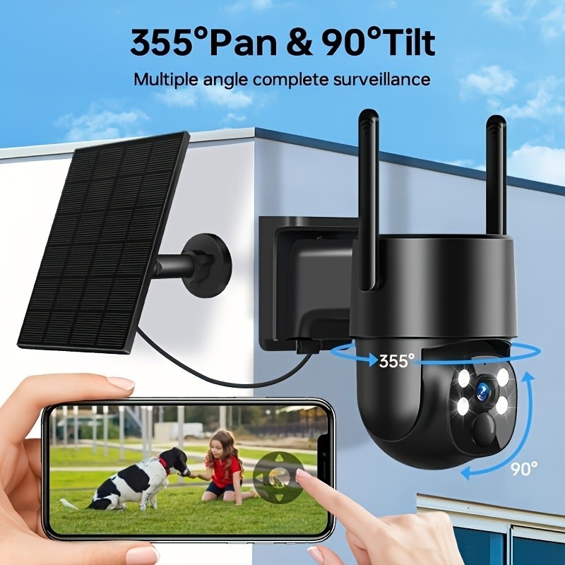 2PCS 4G LTE Solar Security Camera Wireless Outdoor, 2k 360° PTZ gallery