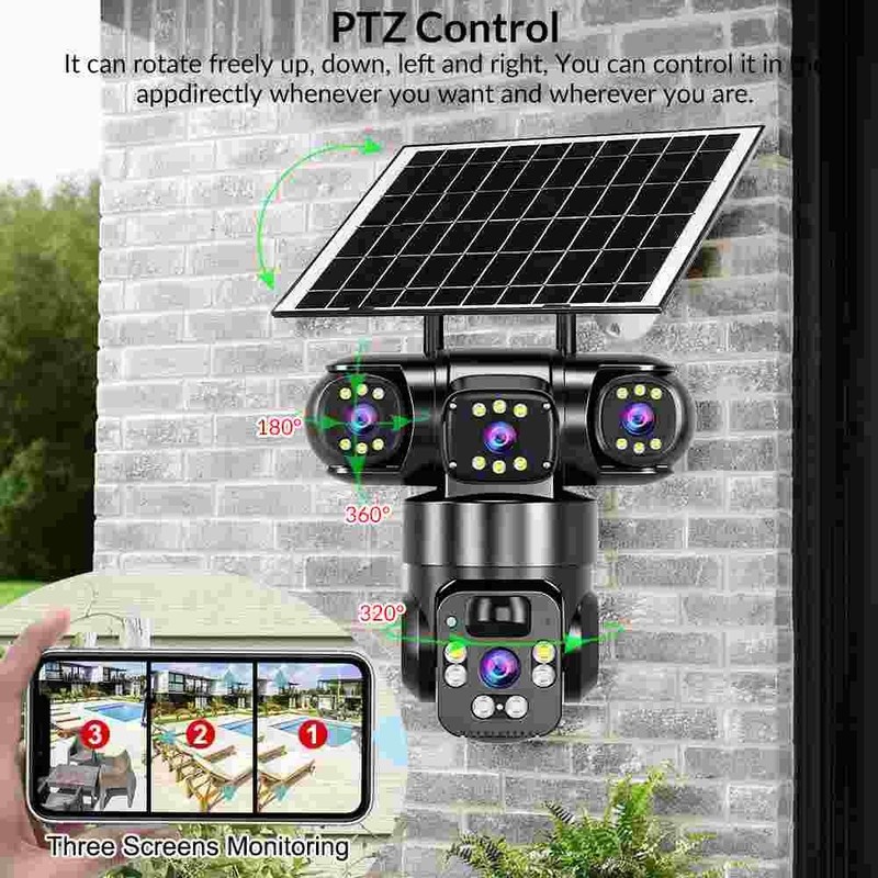 Solar Battery Powered Wireless WiFi Outdoor Pan/Tilt Home Security Camera System gallery