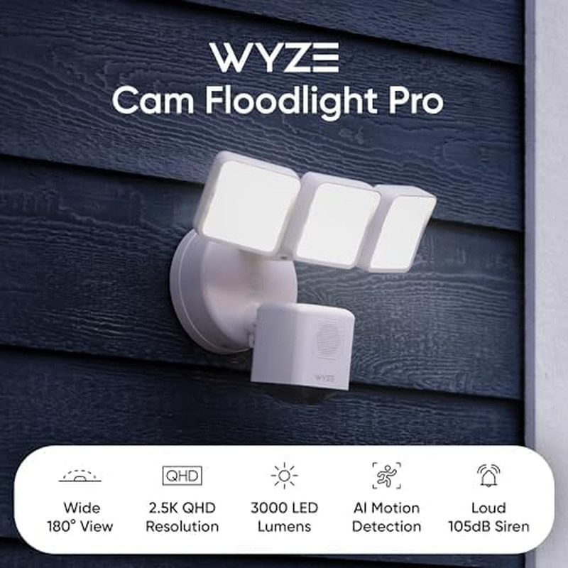 Pro Floodlight Camera - 3000-Lumen, 2.5K HD, Night Vision, Alexa & Google Compat gallery