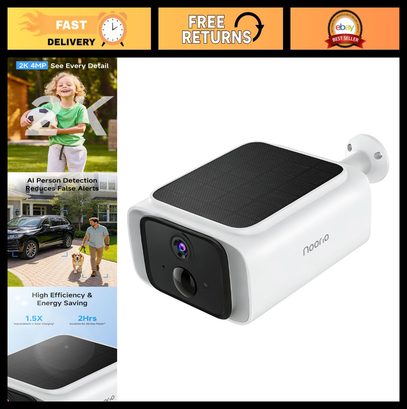 2K Solar Wireless Security Camera – Outdoor Dual-Band Wi-Fi, AI Alerts, Color Ni