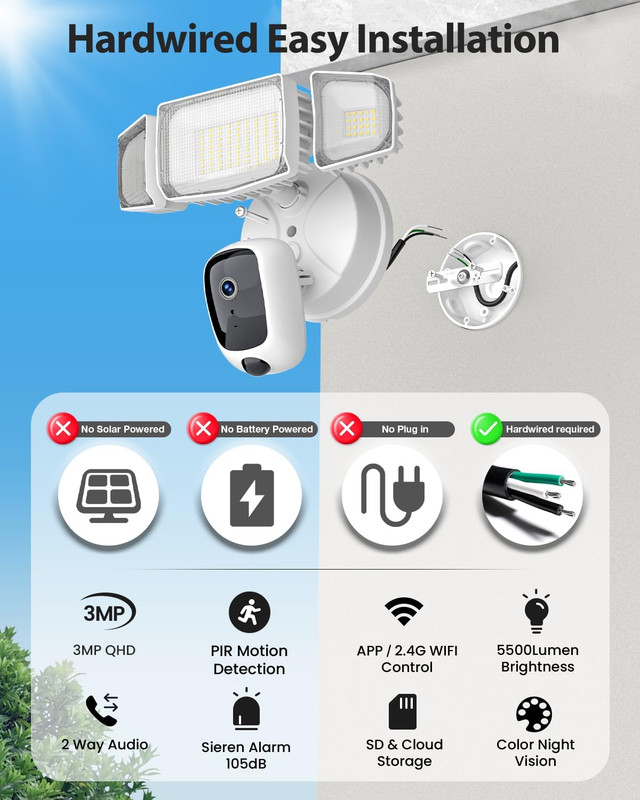 2K QHD Outdoor Floodlight Camera with Motion Detection and Night Vision gallery