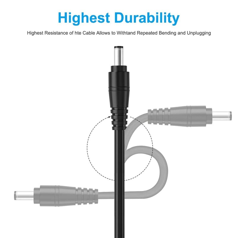 2Pack 16AWG DC Plug Connector Power Pigtails Cable,2.1mm x 5.5mm Male Black gallery