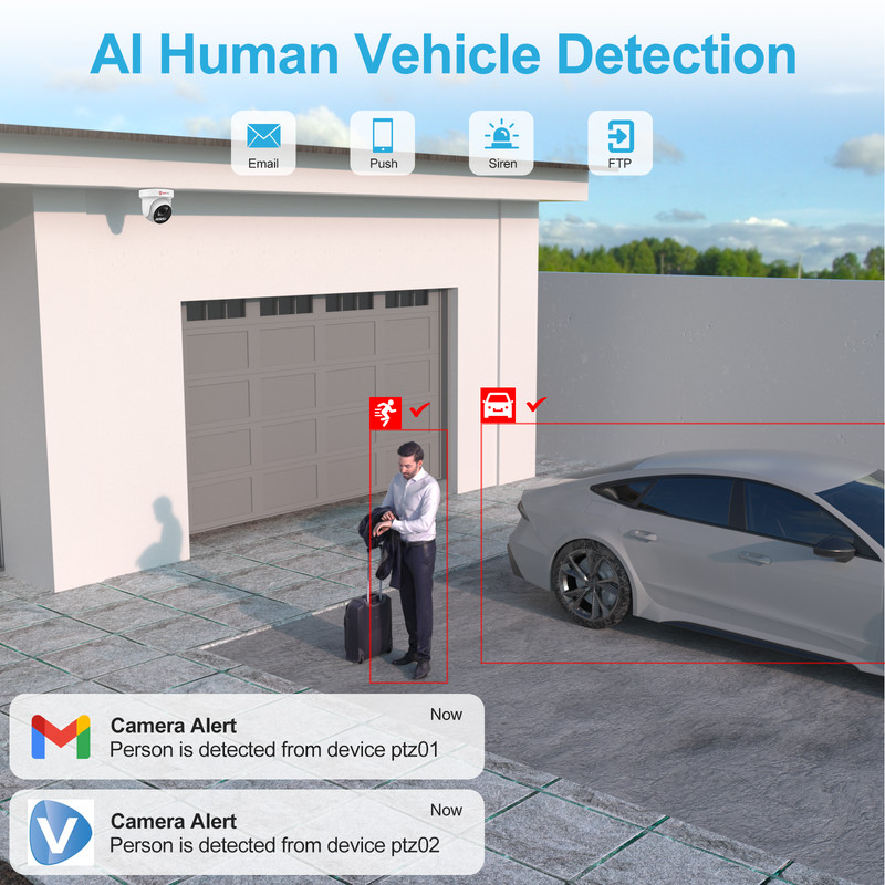 Anpviz 6MP PoE PTZ Camera 5X Zoom Outdoor IP Camera AI Human Vehicle Detect gallery