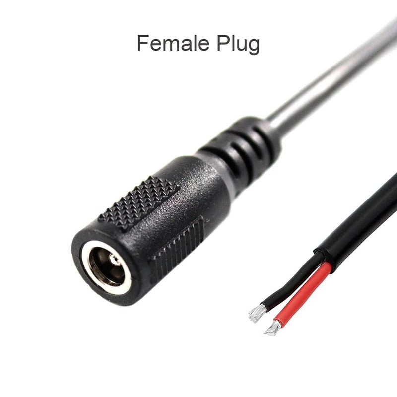 2 Pcs DC Power Pigtail Barrel Plug Connector Cable18AWG,Adapter 6 FT, Black gallery