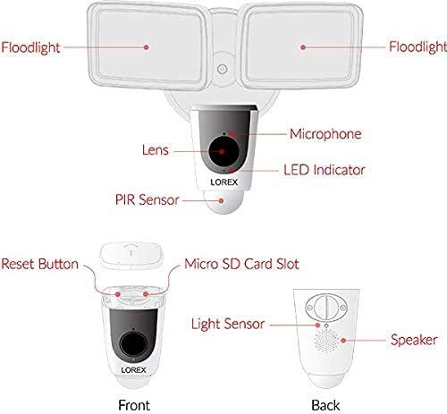 Lorex V261LCD-E 1080p Outdoor Wi-Fi Floodlight Camera with Night Vision - White gallery