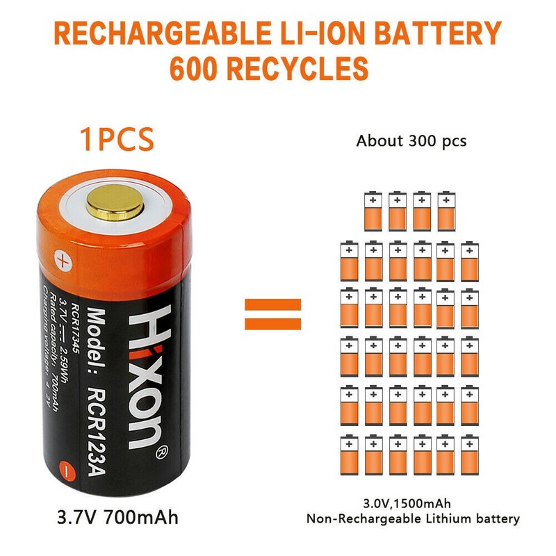 8X RCR123A 3.7V Rechargeable Li-Ion Batteries 700mAh & Charger for Arlo Camera gallery