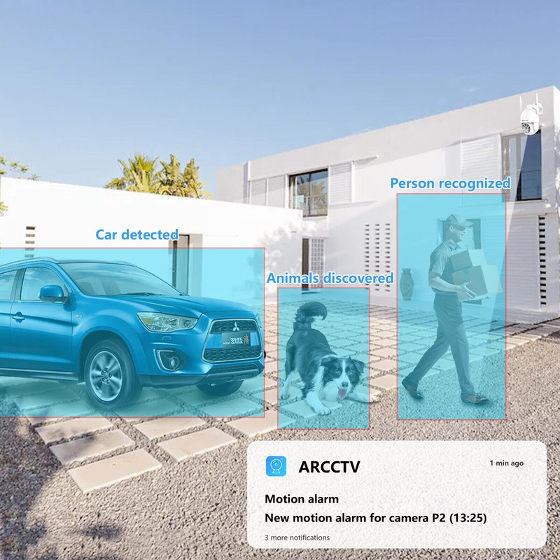 ARCCTV 3MP WIFI Pan/Tilt Security Camera System Wireless CCTV Outdoor Home IP65 gallery