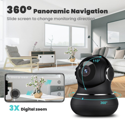 2K Indoor Security Camera, Litokam 360° Cameras for Home 1 Pack-2.4GHz, Black gallery
