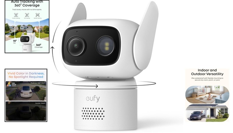 Dual Antenna 360° Wireless Camera with AI Detection for Indoor/Outdoor Use gallery