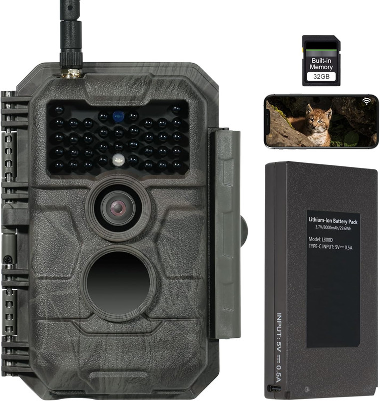 E6P Max Wifi Trail Camera (Non-Cellular), 64MP Photos, 1296P HD Video, 8000Mah B