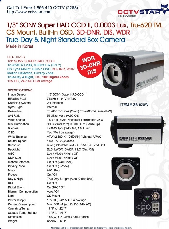 CCTV STAR SB-620W ISYNC Box security camera True 620/700TvL - NEW IN BOX gallery