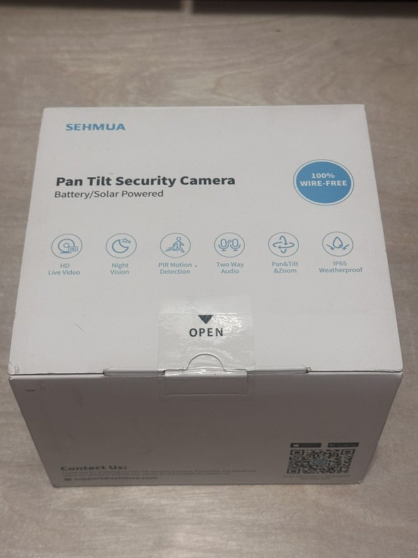 Brand New In Box Sehmua Pan Tilt Security Camera Solar Powered Model RBX S 45 gallery