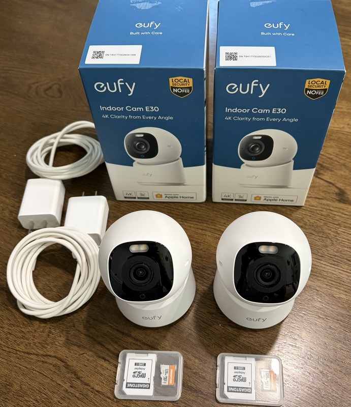 eufy Indoor Cam E30 4K Wi-Fi Night Vision 2-Pack w/128GB microSD HomeKit