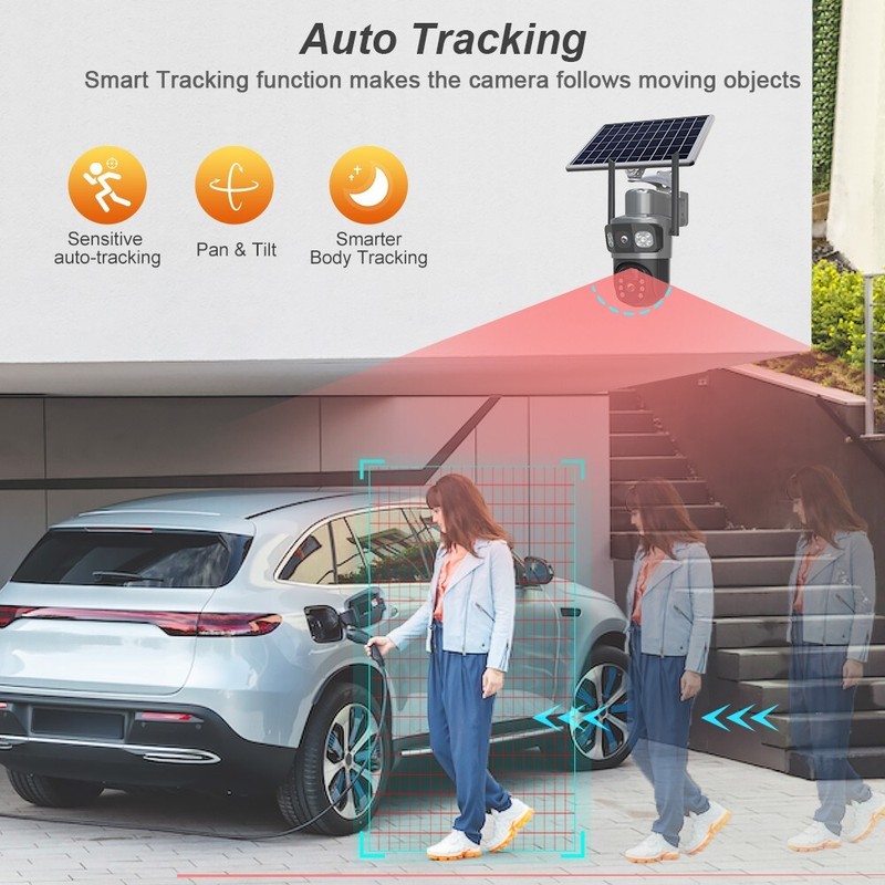 Solar PTZ Security IP CCTV WiFi Camera 4MP Home Audio Wireless Surveillance gallery