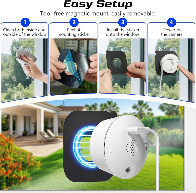 2K Indoor/Outdoor Window Security Cameras with Night Vision & Motion Detection gallery