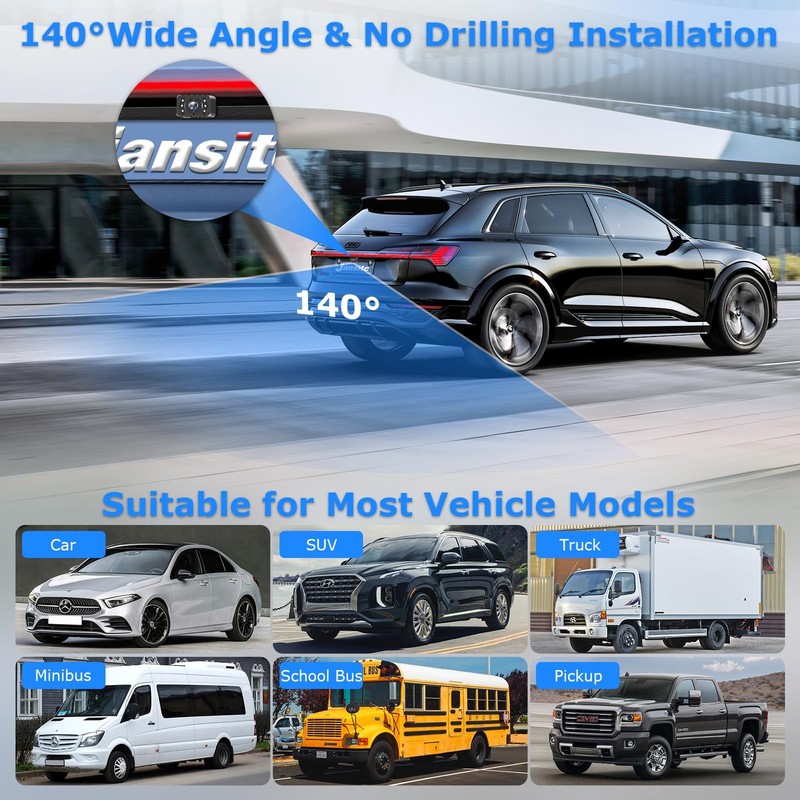 Wireless Backup Camera for Car【6 LED】 5'' AHD 1080P Back up 5 inch, Black gallery