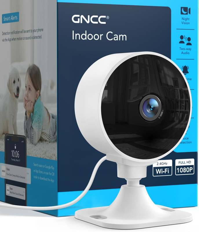 2.4Ghz Indoor Security Camera for Home, 1080P Baby & Pet Cam, 1-Pack