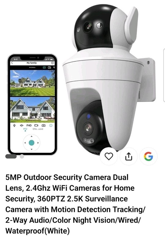 Dual Lens Security Cameras Wireless Outdoor for Home Security,WiFi,2-Way Audi…