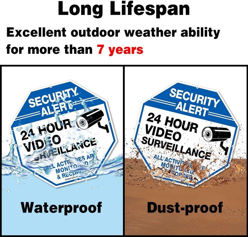 4 Pack"Security Alert - 24 Hour Video Surveillance, All Activities Monitored"... gallery