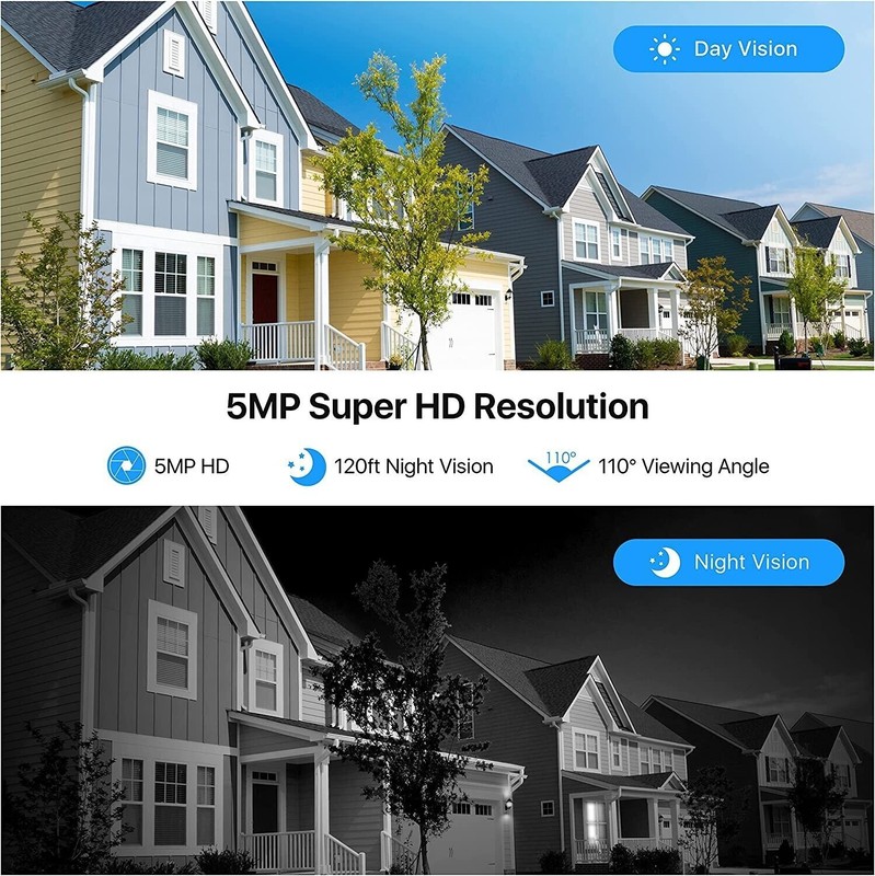 ZOSI H.265+5MP PoE Home Security Camera System Human Detection 24/7 Recording 2T gallery