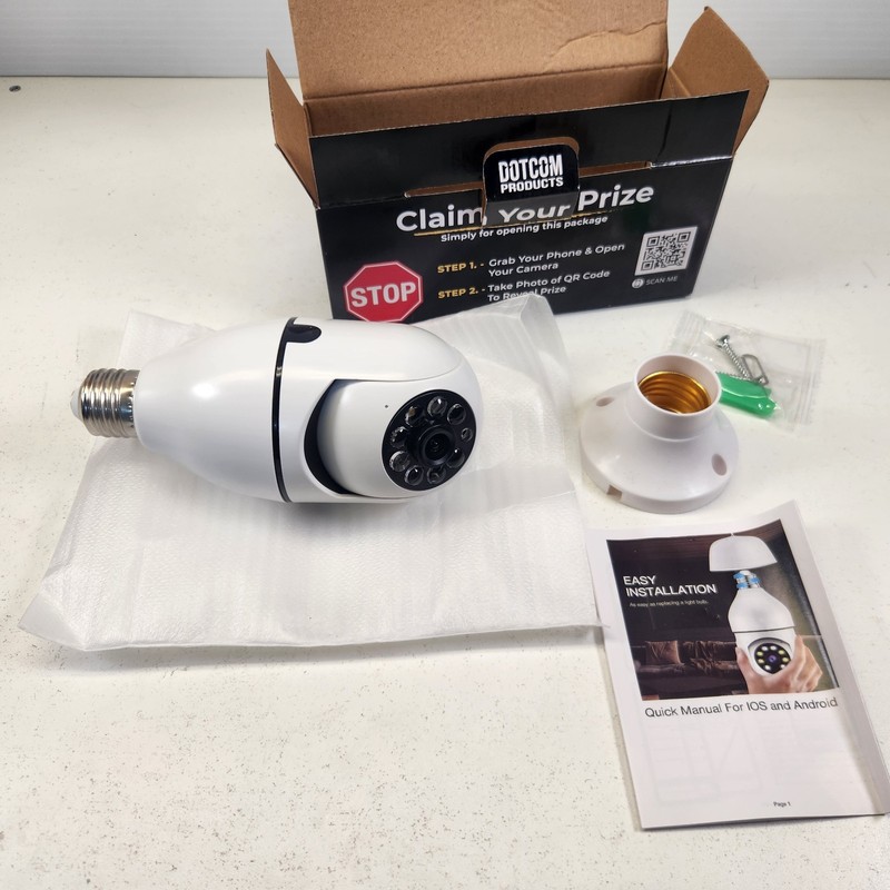 Lot Of 3 WiFi Light Bulb Security Cameras Wireless 360° Pan Tilt New In Box gallery