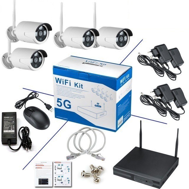 Wireless Video Surveillance Kit 4 Cameras WiFi NVR Full HD Remote Vision gallery