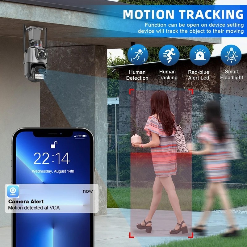Dual Lens 4K WiFi Security Camera 8X Zoom Outdoor Home Night Vision CCTV PTZ gallery