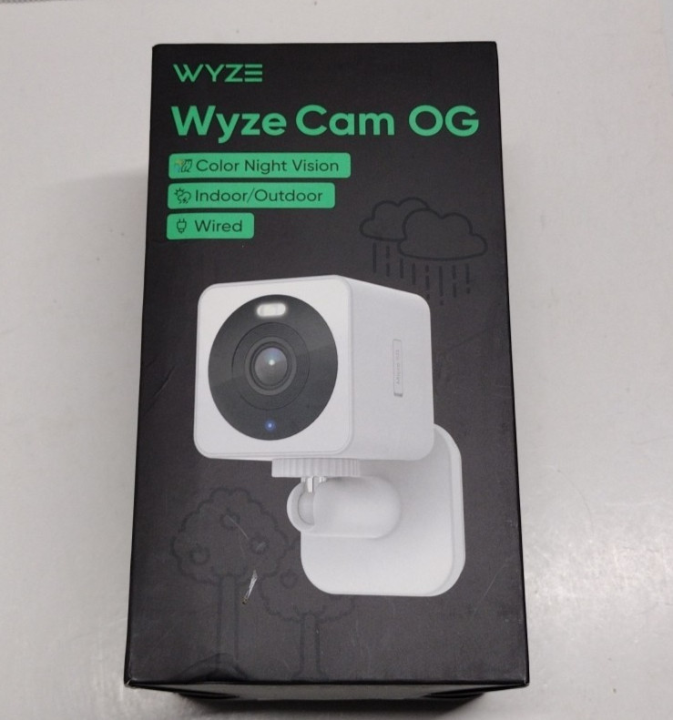 Wyze Cam OG Indoor/Outdoor Wires Security Camera, Color Night Vision White