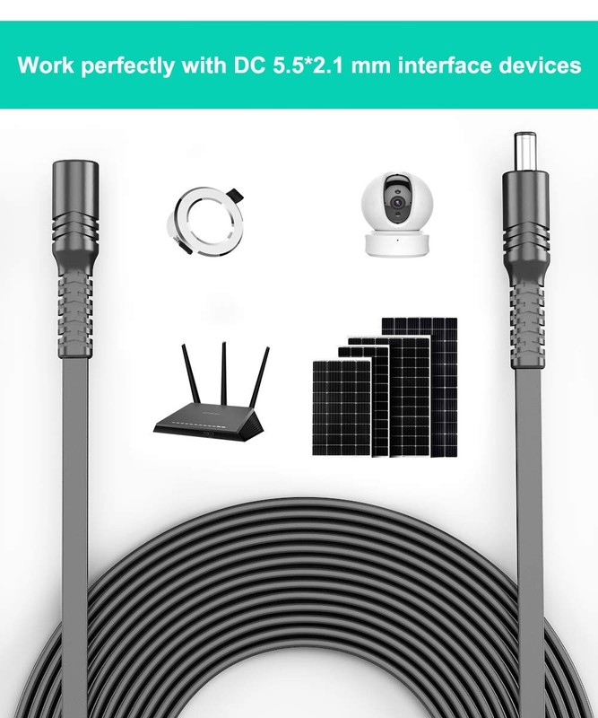 Itramax 12V DC Extension Cable 20ft 2Pack,Flat 5.5mm x 2.1mm 20FT/6M, Black gallery