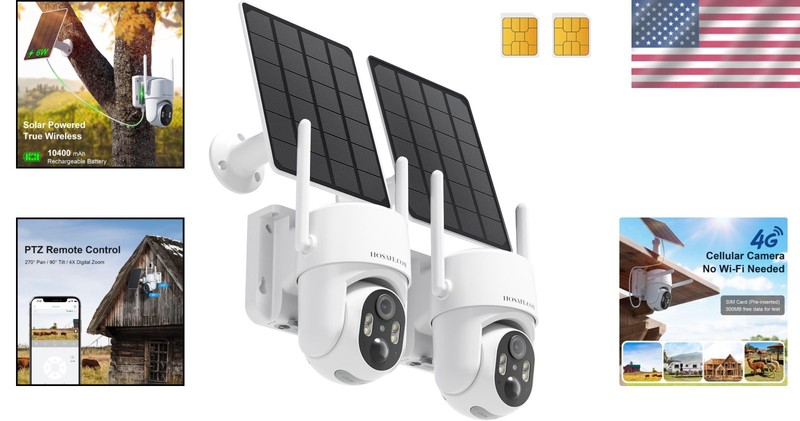 Wireless Outdoor Solar Camera with 4G LTE - Motion Detection, Night Vision HD gallery