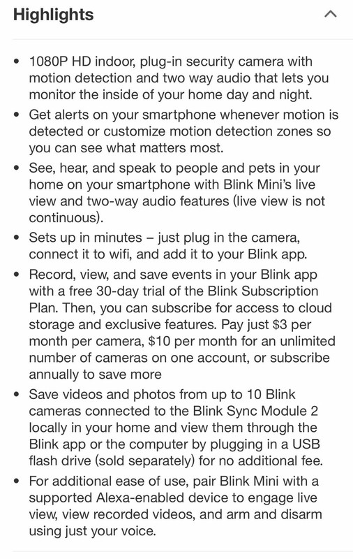 NEW Blink Mini Indoor Plug-In HD 1080p Wi-Fi Smart Security Camera Motion Detect gallery