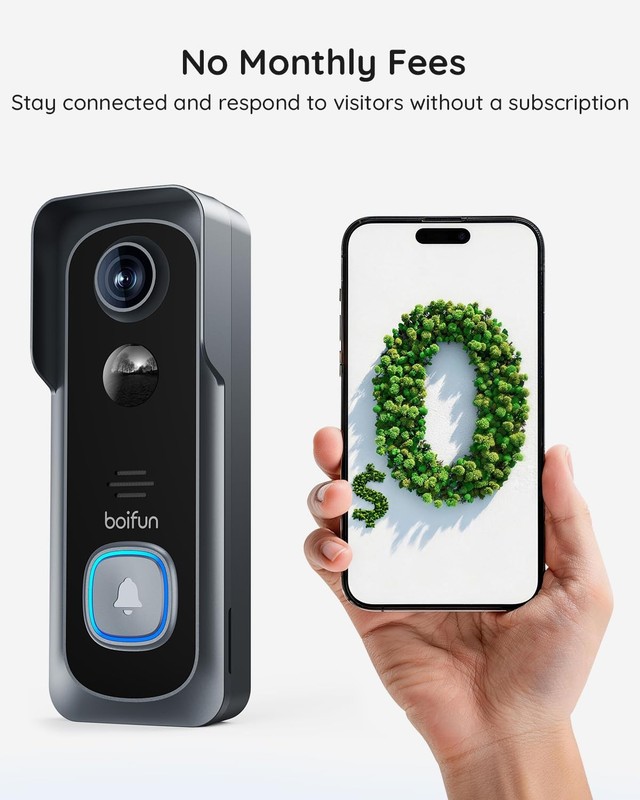 Video Doorbell Camera Wireless – No Subscription Required, 2K HD, 166° Wide V... gallery