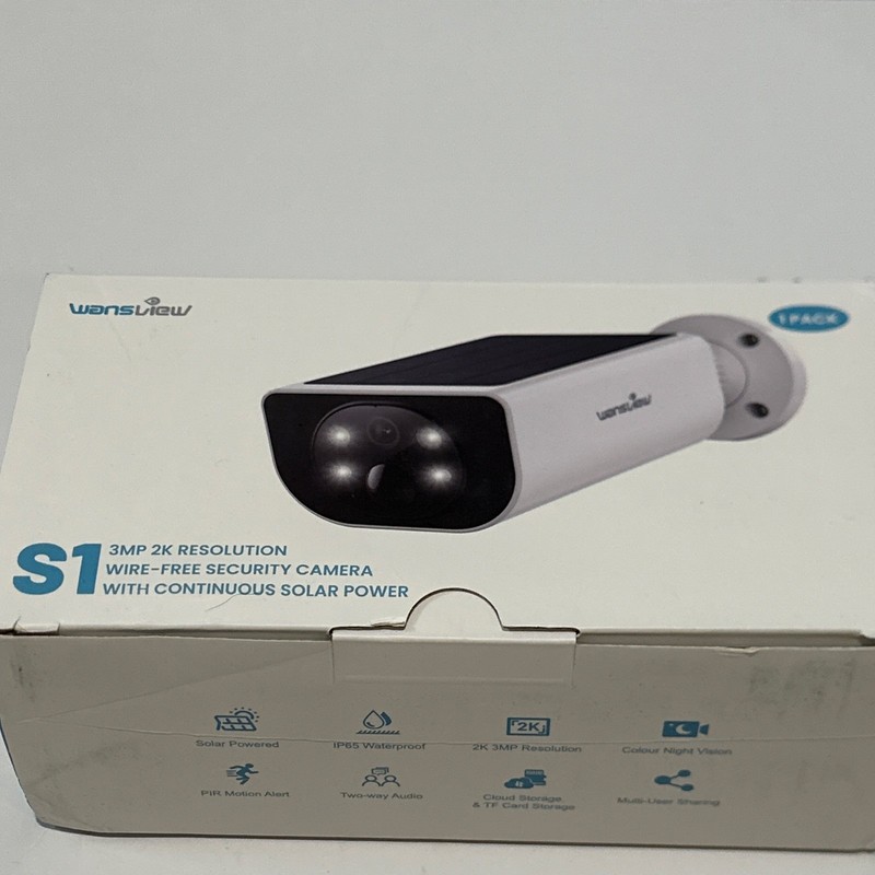 Wansview S1 2K Wireless Wi-Fi Solar Outdoor Cam Night Vision Motion 2-Way Alexa