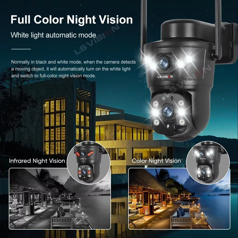 Dual Screens 4K 4G Solar Camera Wifi Outdoor Dual Lens PTZ Solar Security Camera gallery