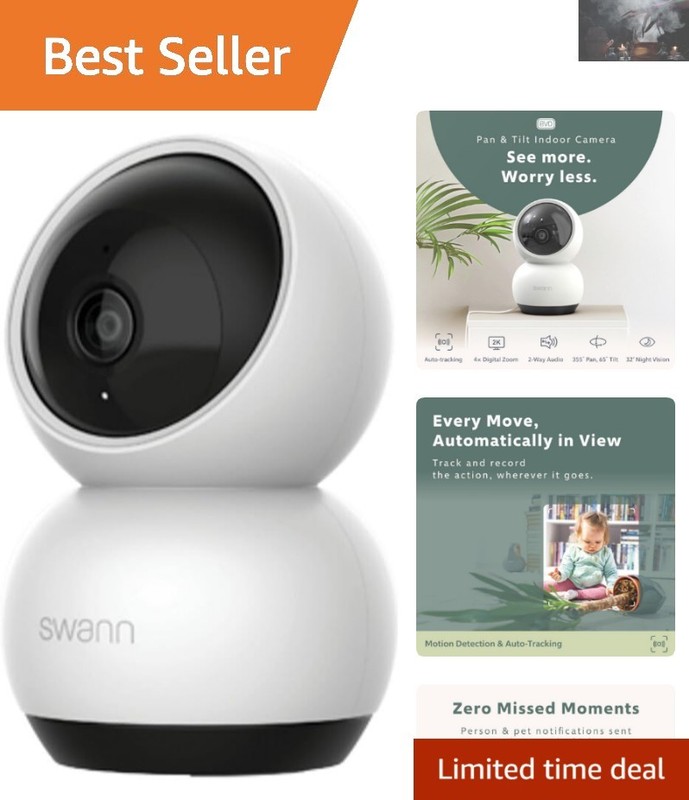 EVO Wi-Fi Security Cam: 2K HD Video, Night Vision, Auto Tracking & Baby Monitor