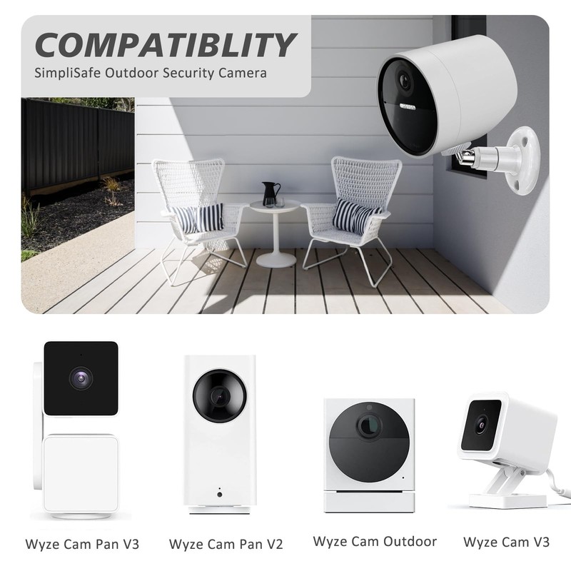 2 Pack Wall Mount Compatible SimpliSafe Outdoor Security Camera, 360° Rotation. gallery