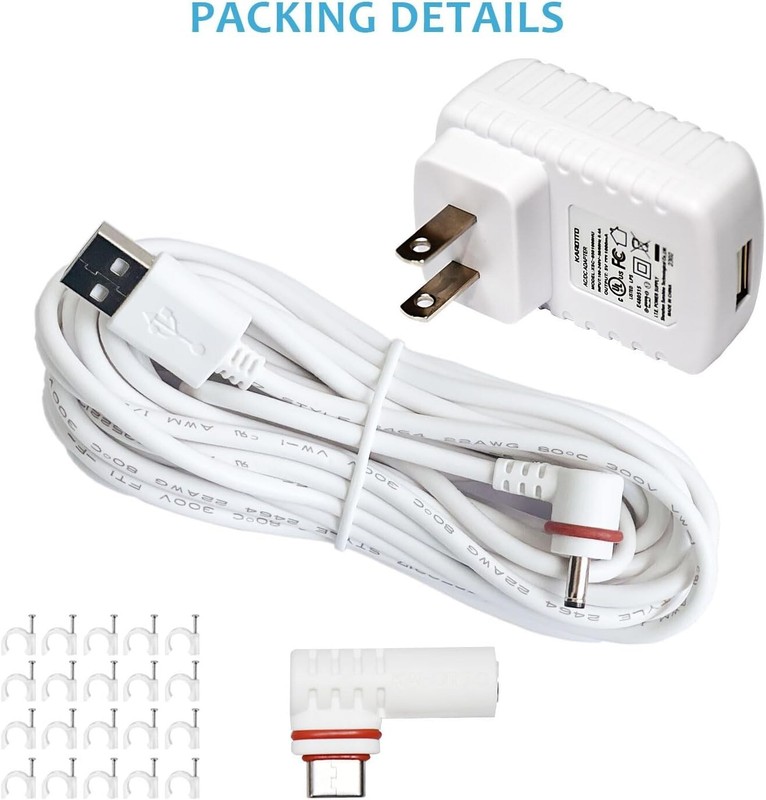 KAROTTO 16Ft Charging Cable with Adapter for Ring CameraRing Power Cord for Up