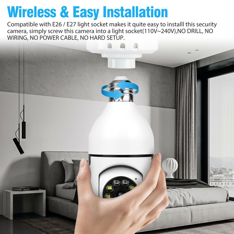 4x360° Panoramic WiFi IP Camera E27 Light Bulb Wireless 1080P HD Security Camera gallery