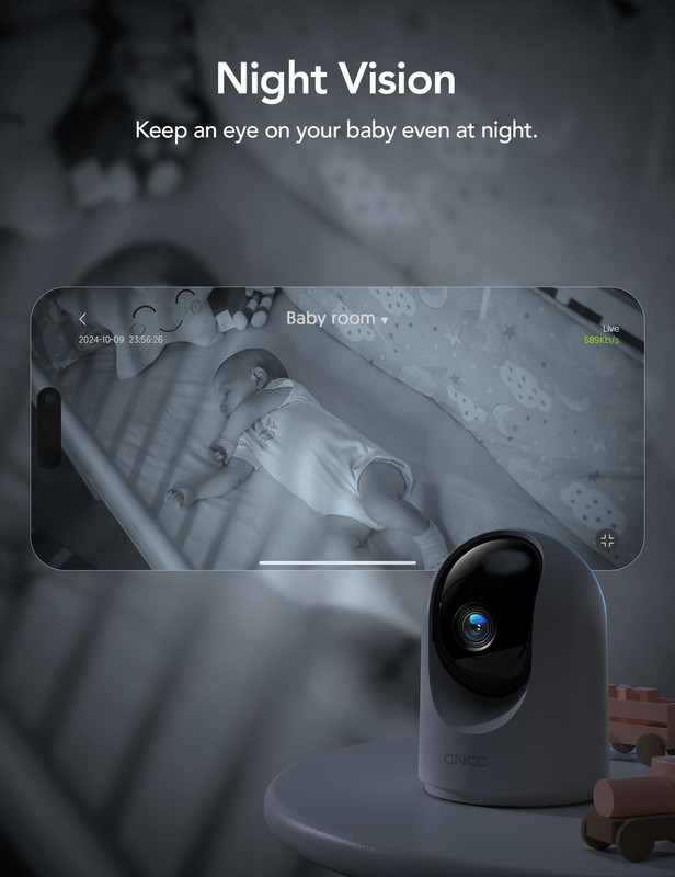 Indoor Security Camera, 2K Cameras for Home Security with Motion Detection, B... gallery