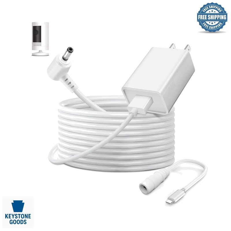 13.1ft Weatherproof Power Cord & Charger for Ring Cameras