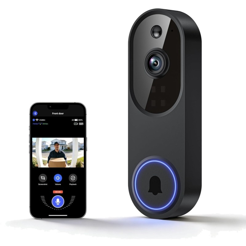 Smart 1080P Outdoor Surveillance Doorbell with AI Detection & Cloud Storage