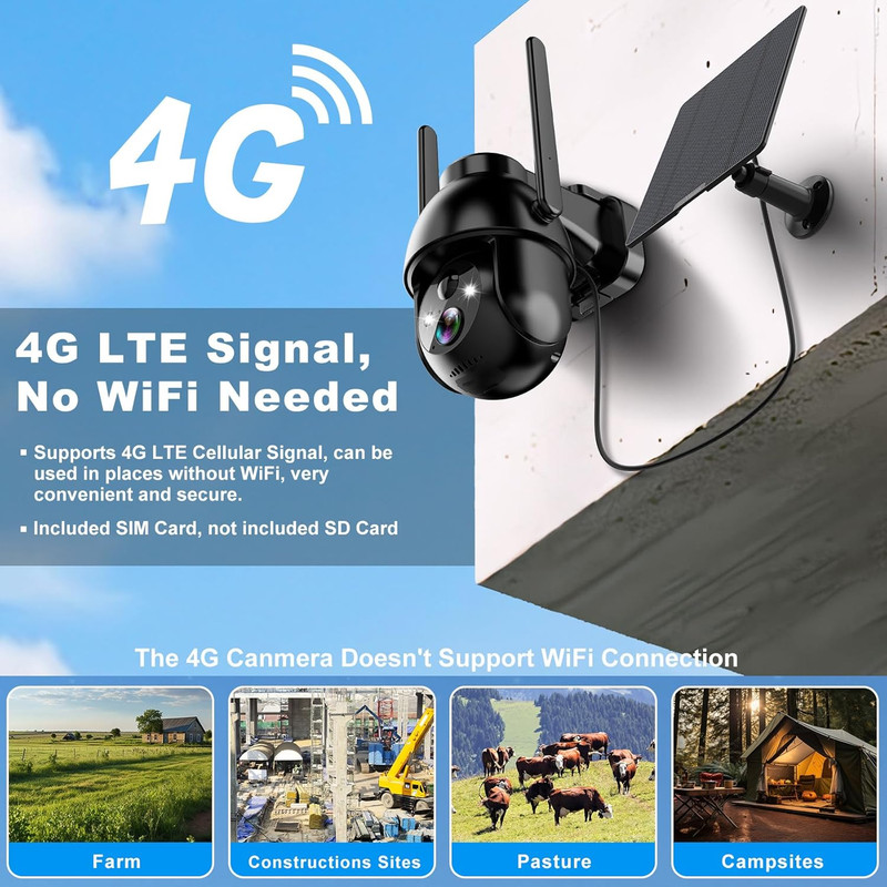 4G LTE Cellular Solar Security Cameras Wireless Outdoor, Solar Powered 3MP Camer gallery