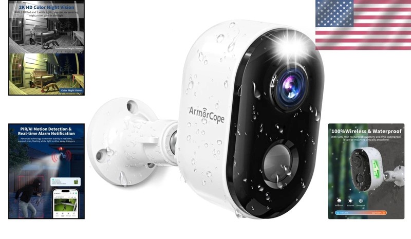 Wireless Outdoor Security Camera - 2k Night Vision, AI Motion Detection & Siren gallery