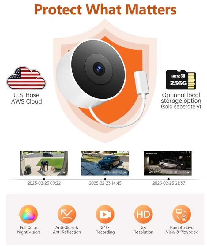 M LAOMENIE 2K AI Window Camera Full Color Night Vision Intelligent Detection Wi… gallery