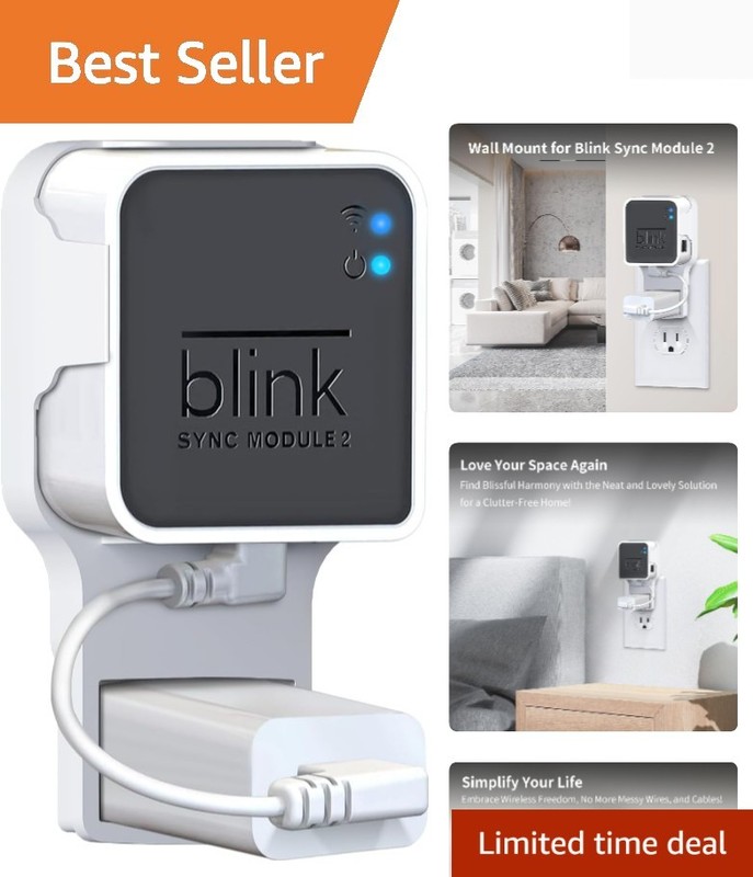 Wall Mount for Blink Sync Module 2 with Short Cable – Save Space – No Messy W…