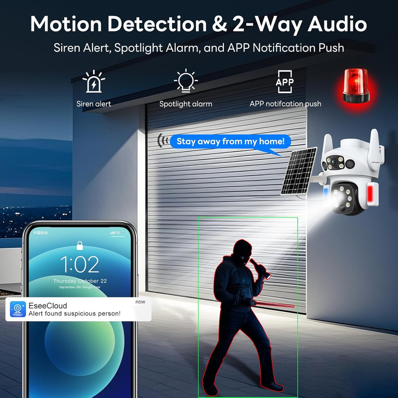 Wireless Solar Security Camera with Color Night Vision & Two-Way Audio gallery