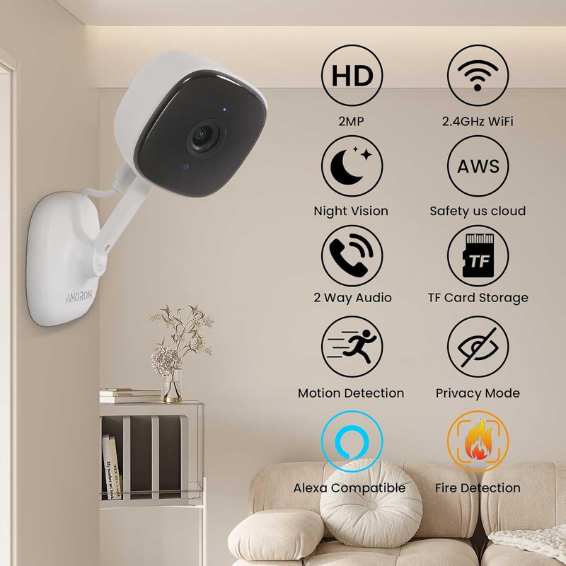 2 Pack Indoor Camera, Baby/Pet/Elderly Security Cameras, AI Motion Detection, 24 gallery